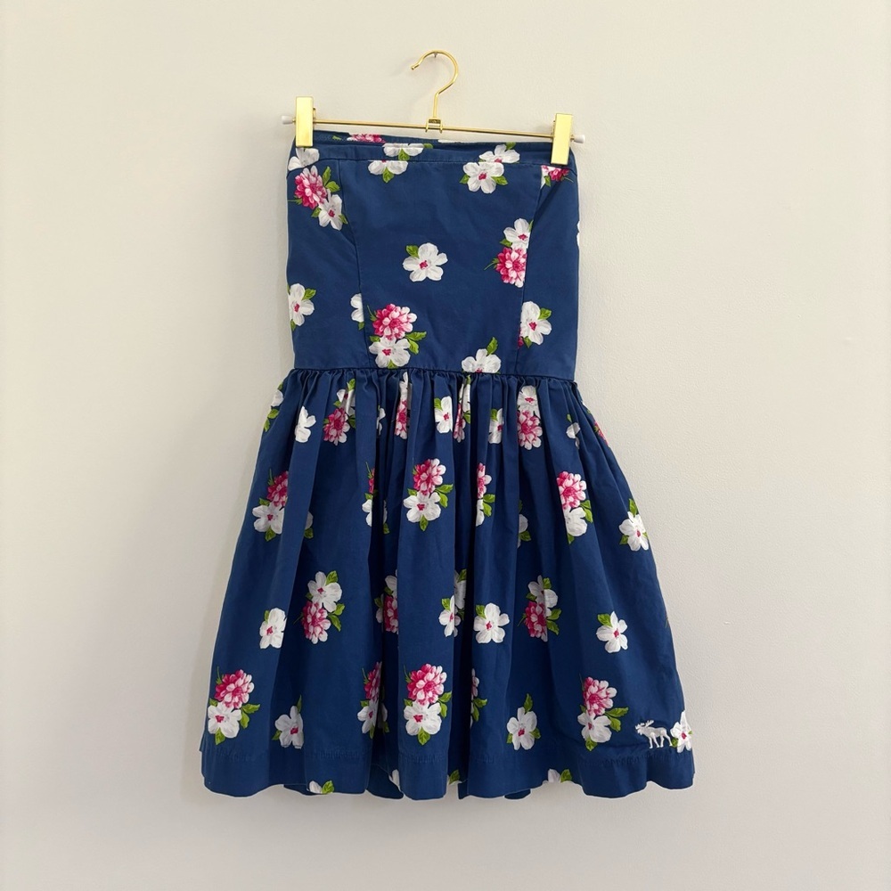 Abercrombie and Fitch Vintage Y2K Cotton Floral Sun Dress Strapless Rare Sz L